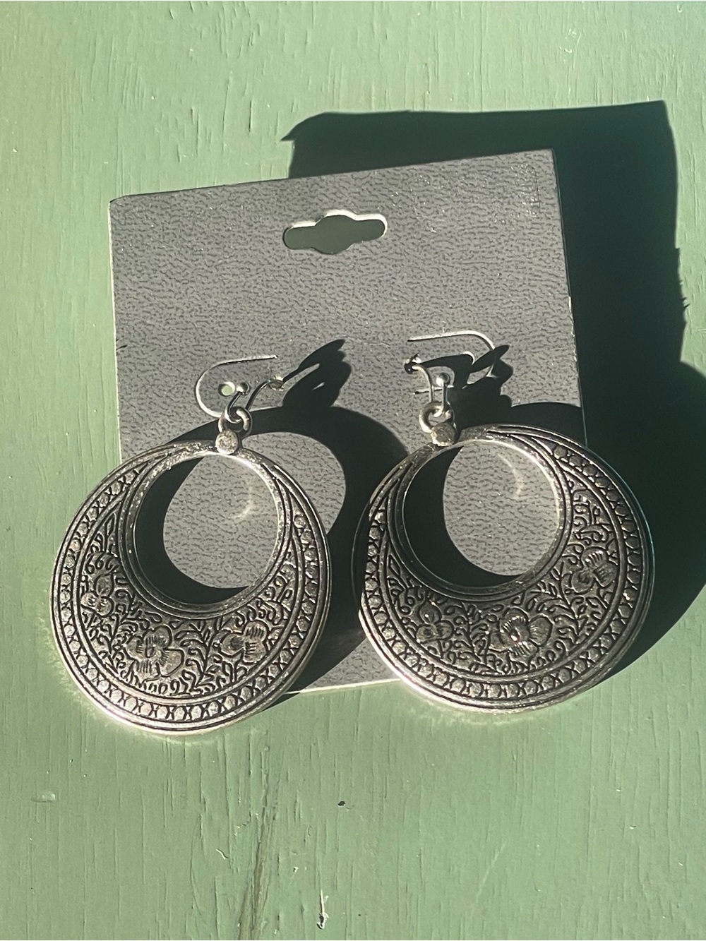 Boho Filigree Hoop Earrings - Silver Tone